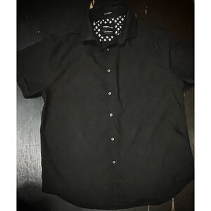 Men's Denim & Flower Black Casual Button Down Shirt M sleek